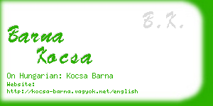 barna kocsa business card